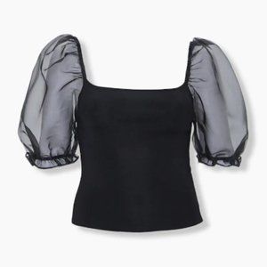 Mesh Puff Sleeve Top shirt 1X 14 new